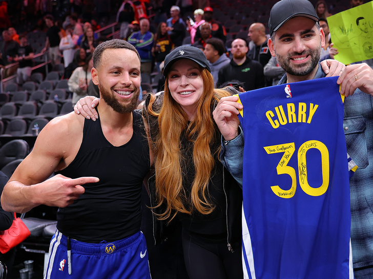 Steph Curry Presents Lindsay Lohan Jersey for Godson Luai