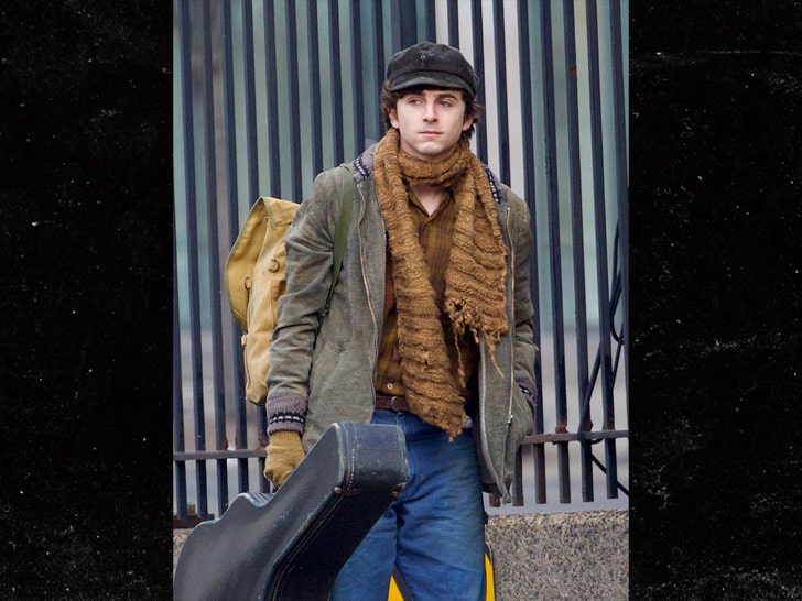 Timothée Chalamet Channels Younger Bob Dylan on Biopic Set