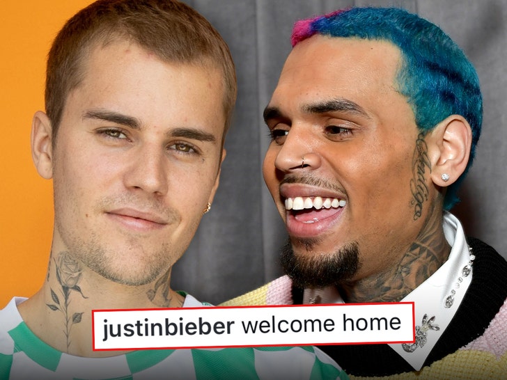 Justin Bieber Welcomes Chris Brown House After UK Jail Launch