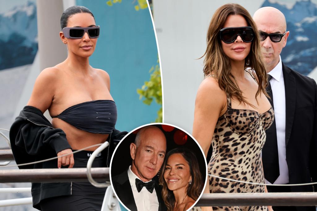 Kim, Khloé Kardashian hit Venice in skintight outfits forward of Jeff Bezos’ marriage ceremony