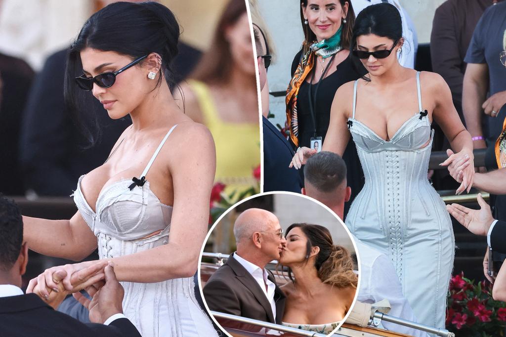 Kylie Jenner laces up in silver lingerie-inspired robe for Lauren Sánchez and Jeff Bezos’ wedding ceremony