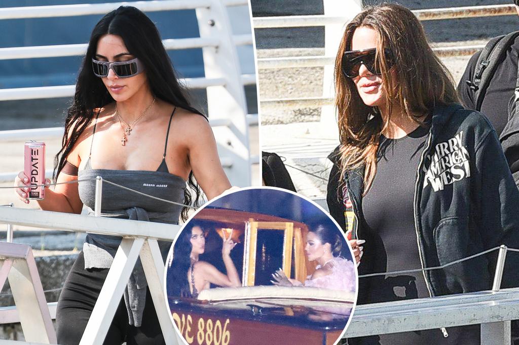 Kim and Khloé Kardashian noticed leaving Venice after Jeff Bezos, Lauren Sánchez’s $50M wedding ceremony