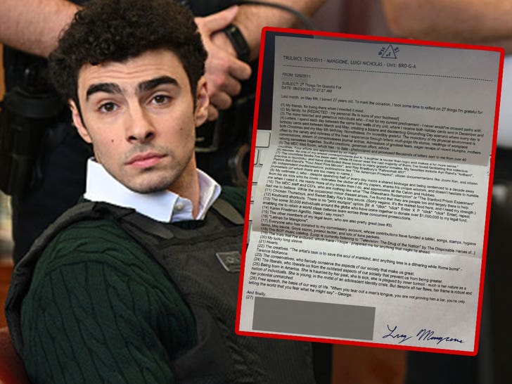 Luigi Mangione Displays on 27 Issues He is Grateful for After twenty seventh Birthday