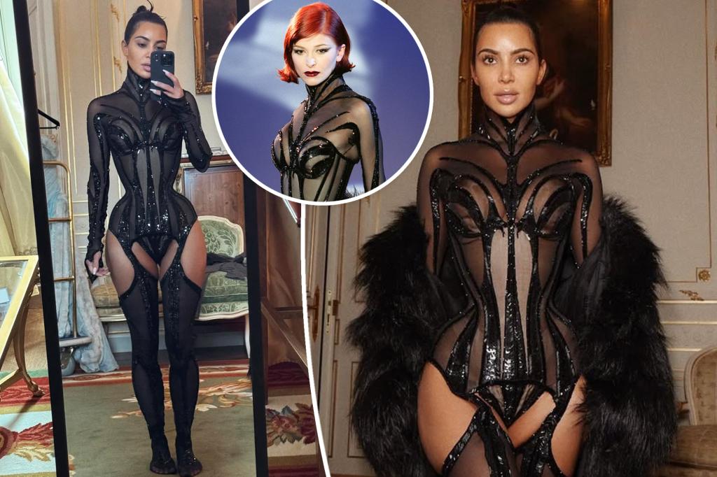 Kim Kardashian goes pantsless in racy classic Mugler corset look