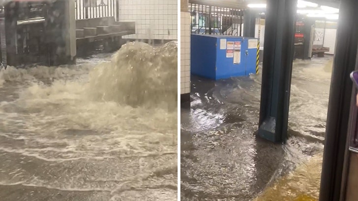 NYC Subway Platform Flooded Amid Deluge of Heavy Rain, Caught on Digital camera