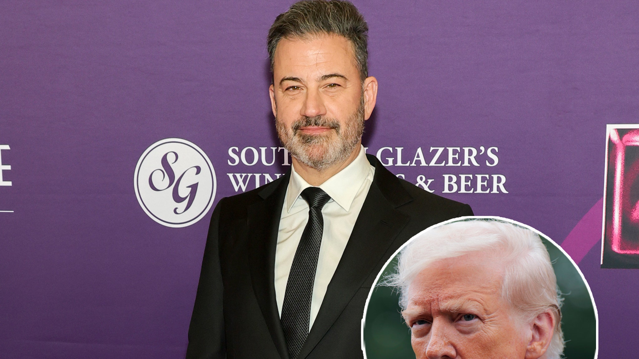 Jimmy Kimmel Protests President Donald Trump Whereas on Trip with Household