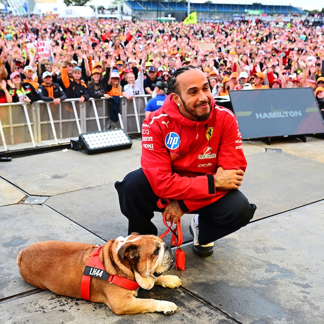 Lewis Hamilton’s Dog Roscoe Dies Days After Slipping Into a Coma