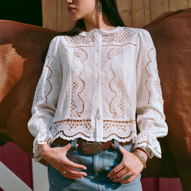 This Romantic “Granny Blouse” Trend Is Made for Jeans & Looks Chic
