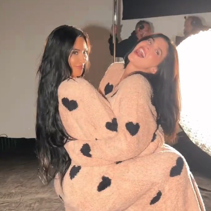 See the Moment Kim Kardashian Crashed Kylie Jenner’s SKIMS Photoshoot