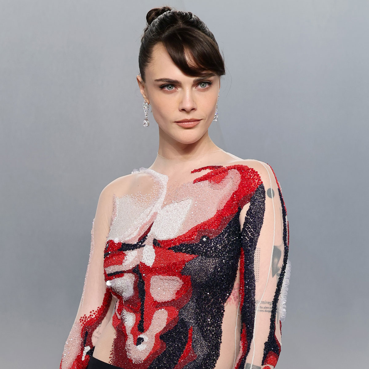 Cara Delevingne’s Bedazzled Dress Features Head-Turning Nipples