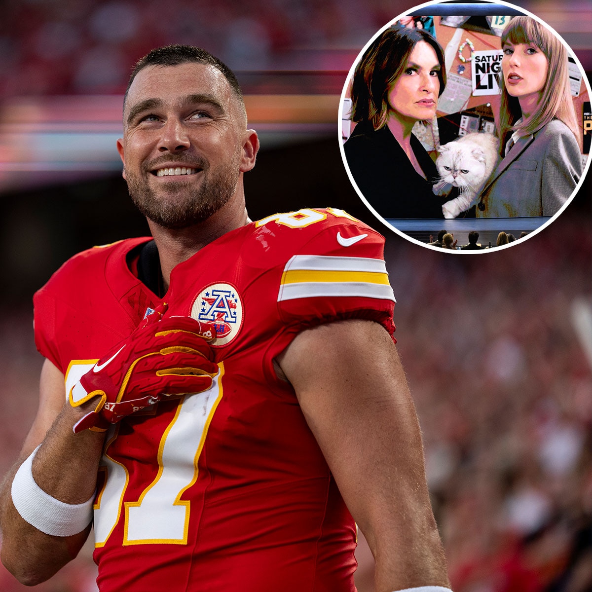 Travis Kelce Has NSFW Reaction to Taylor Swift’s SVU-Themed Emmys Skit